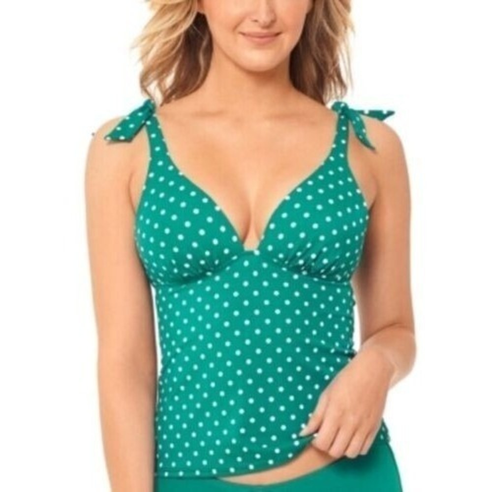 Salt + Cove Juniors'‎ Dot It Goin on Printed Push-up Tankini Top Large NWT